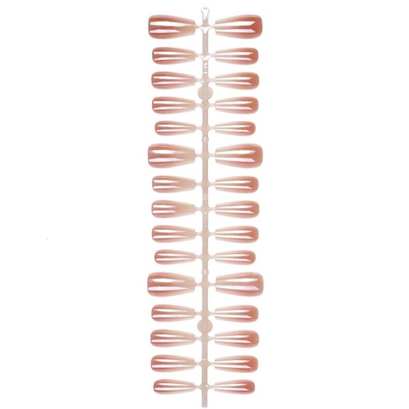 Yihuala French Tip Long Fake Nails Gradient False Nails Full Cover Artificial Nails Tips Art Accessories