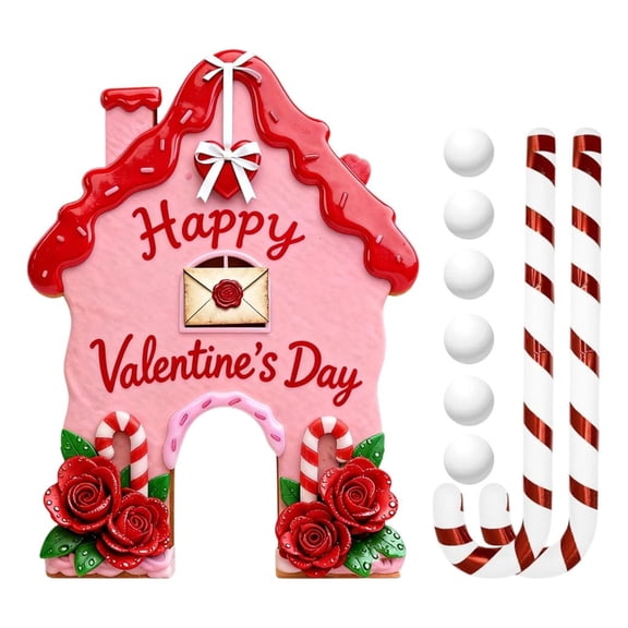 Yihuala Gingerbreads Golf Game Set with 6 Soft Balls 2 Candy Cane Putter Wooden Targets Festival Theme Golf Toy Valentine