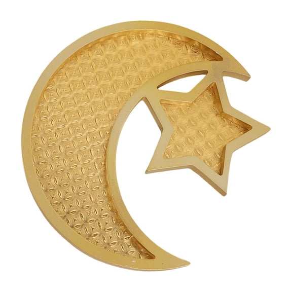 Yihuala Gold Color Eid Serving Tray Featurings Star and Shape Eid Celebration Tray Suitable for Eid Festival Table Decors