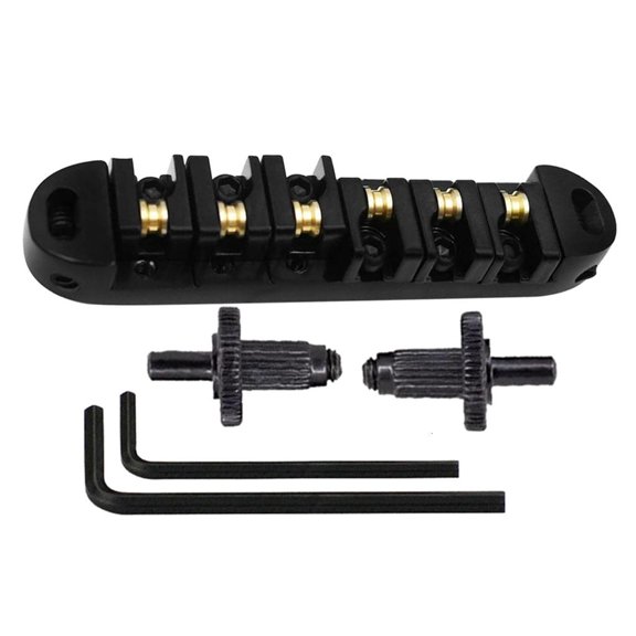 Yihuala Guitar O-Matic Roller Saddle Bridge & Allen Wrench Combo with Studs Replacements for LP 6-String Electric Guitar