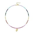 thumbnail image 1 of Yihuala Handcraft Multicolor Crystals Bead Necklace 14K Gold Plated Initial Pendant Accessory for Casual Vocation Wear, 1 of 7