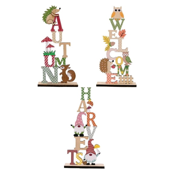 Yihuala Harvest Autumn Wooden Display for Tabletop Decorations Mantlepiece Multicolored Letters Harvest Craft