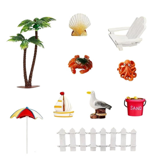 Yihuala Hawaiian Party Cake Toppers Decoration Set With Palms Tree Surfboards Tropicals Vacation Theme Safe For