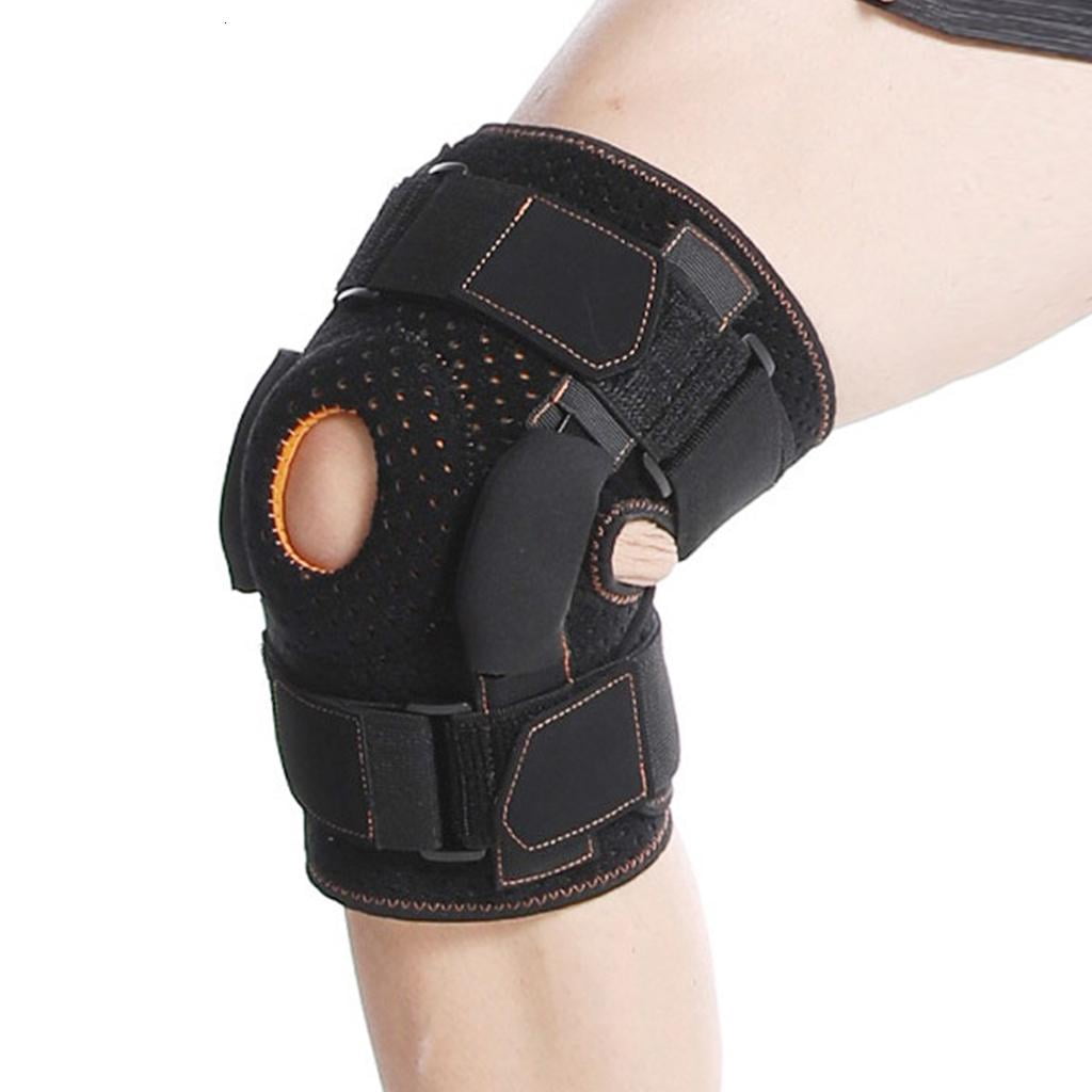 Yihuala Hinged Knee with Side Stabilizers Breathable Open Patella Wrap Adjustable Knee Brace for Men and Women