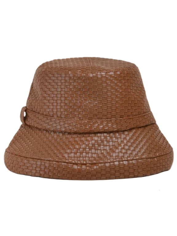 Japanese Women Vintage Imitation Bucket Hat Woven Color Wide Brim Sunscreen Autumn Fisherman Cap