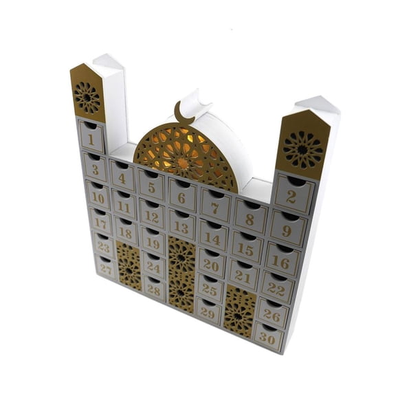 Yihuala LED Lighted Eid Countdown Calendar Advent Calendars Ornament Table Desktop Decor for Audt Home Decorations