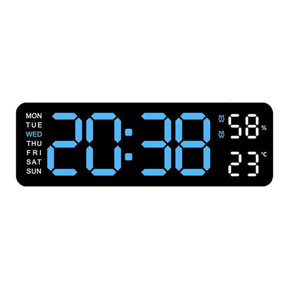 Yihuala Large LED Wall Clock, 9Inch, with 2 Alarm Clock Big Screen, 3 Brightness LED Alarm Clock for Home Decor