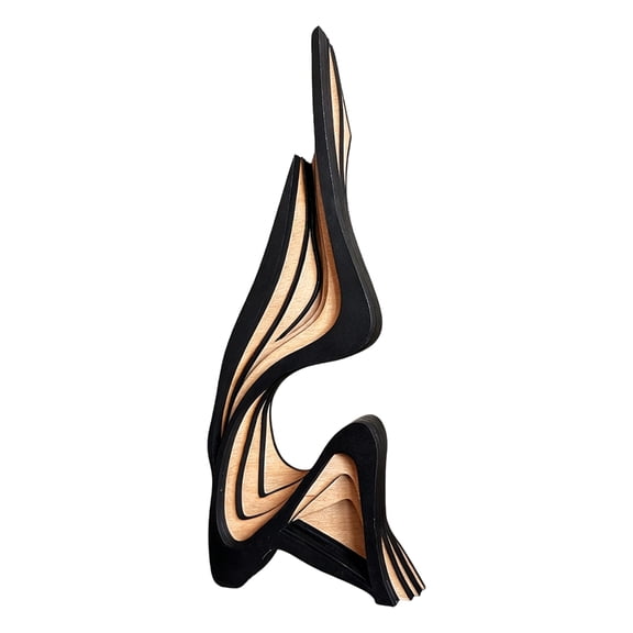 Yihuala Layered Curved Wood Decors Accent, Abstract Sculpture for Entryway Table or Mantels