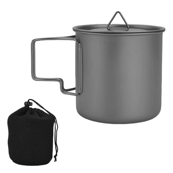 Yihuala Light Weight Metal Cup Camping Picnics Water Mug Tableware with Folding Handle Travel Cooking Equipment Enduring