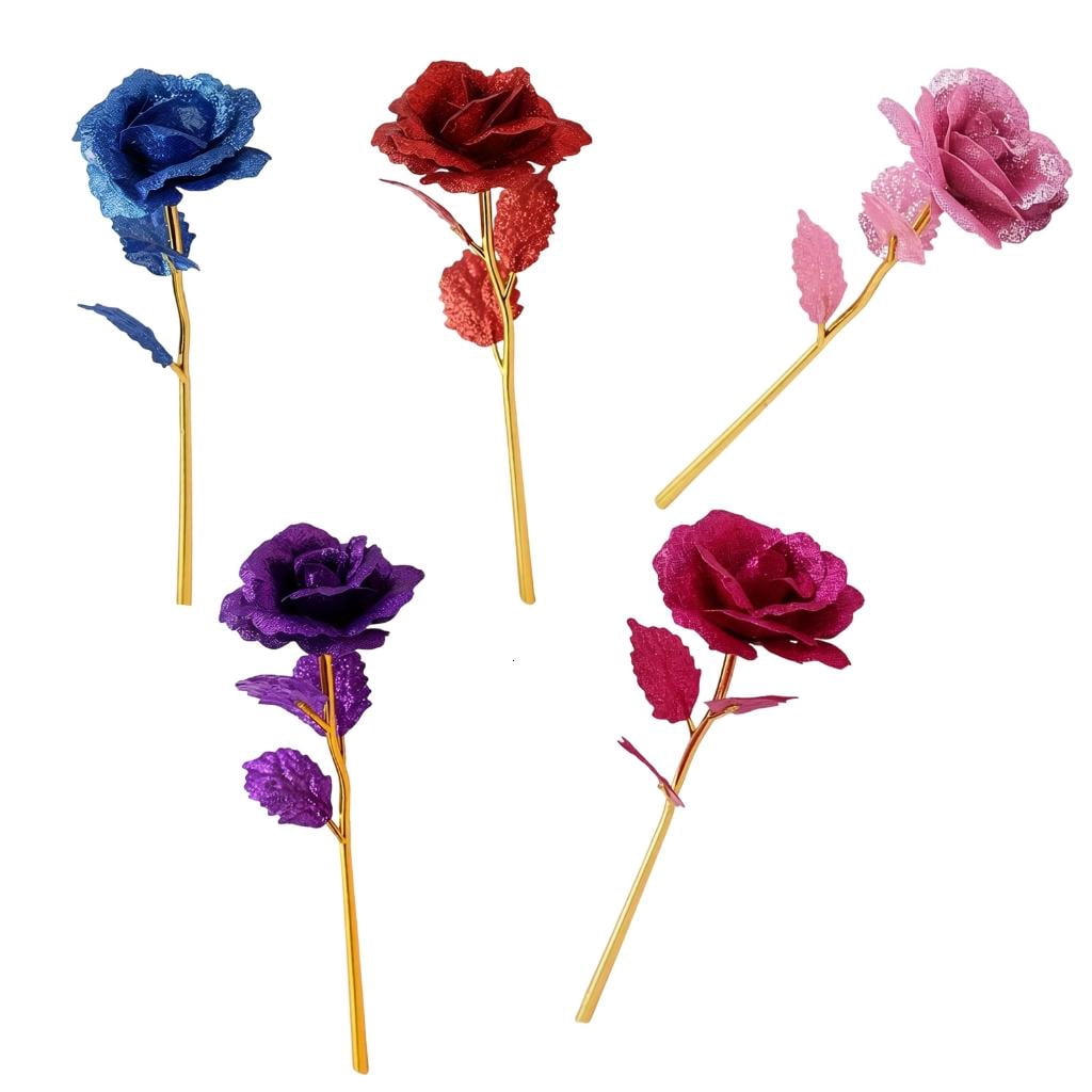 Goldish Roses Yihuala Luxurious Gold Roses With Gold Leaves Golden Blossomy ...