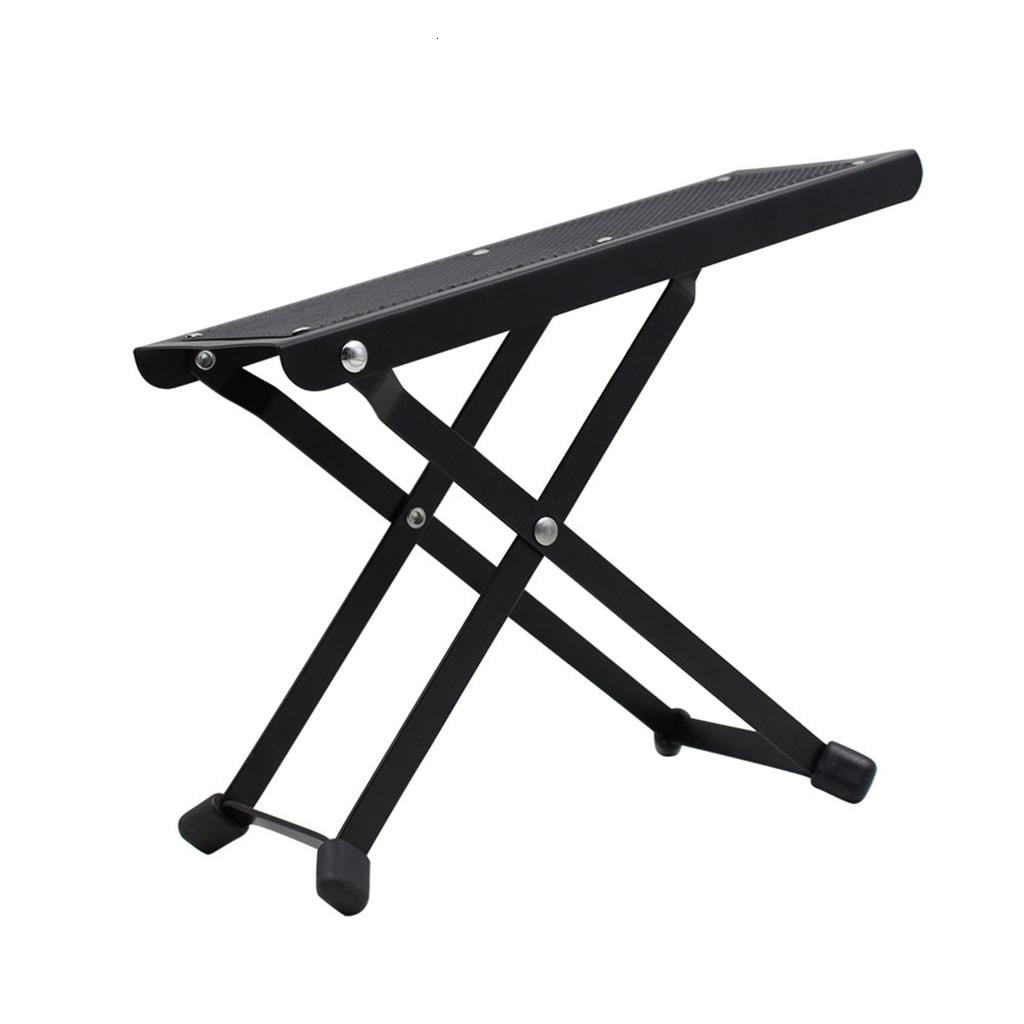 Yihuala Metal Guitar Footstool Foldable Footrest, Adjustable Height Wood Folding Guitar Pedal for Guitar Bass