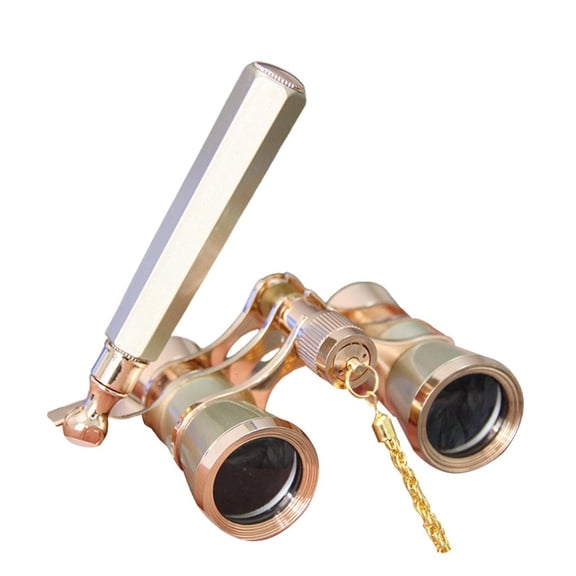 Yihuala Metal Lorgnette Theater Glasses 3X25 Binoculars with Chain for Adults in Concert Theater Red/Gold/Black/White