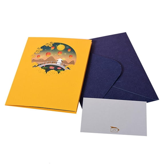 Yihuala Mid-autumn Festival 3D Greeting Card for Thanks Card Holiday Birthday Postcards Gifts with Envelope