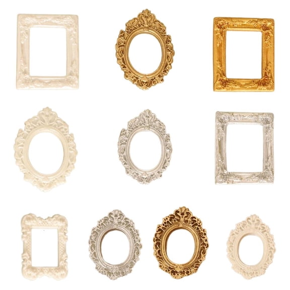 Yihuala Minis Gold Picture Frame Victorian Small Resin Antique Photo Frame Tiny Baroques Ornate Frames Without Glass or Backing