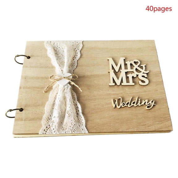 Yihuala Mr&Mrs Wedding Guest Book Wooden Guestbook