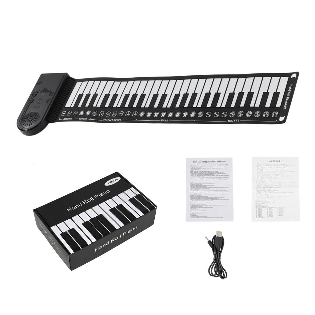 Yihuala Multifunctional 49 Piano Foldable Portable Electronic Piano Music Instrument for Beginner 49 Keyboard Foldable Electronic Piano Rechargeable Hand Roll Portable Piano for Beginner Easy to Play