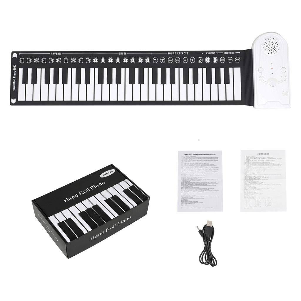 Yihuala Multifunctional 49 Piano Foldable Portable Electronic Piano Music Instrument for Beginner 49 Keyboard Foldable Electronic Piano Rechargeable Hand Roll Portable Piano for Beginner Easy to Play