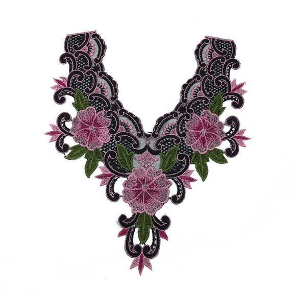 Yihuala Multiple Styles Hand Stitched Collar Unique Flower Pattern Durability Appliques for Dresses, Gowns and Casual Wear