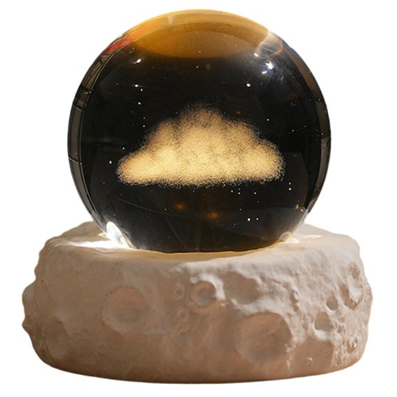 Yihuala Night Light Glass Planet Globes Ornament Home Desktop Decoration Night Light with Gypsum Base Enduring
