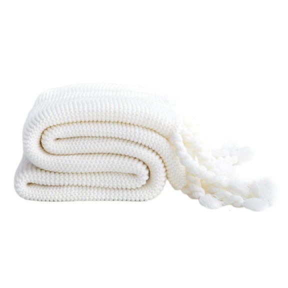 Yihuala Nordic Knitted Throw Blanket Color Braided Fringe Tassels Soft Warm Air Conditioning Shawl Cover