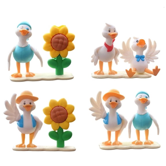 Yihuala Pack of 4 Funny Ducks with Sunflowers Miniature Ornaments for Car Dashboard Resin Statue Home Tabletop Accessorie