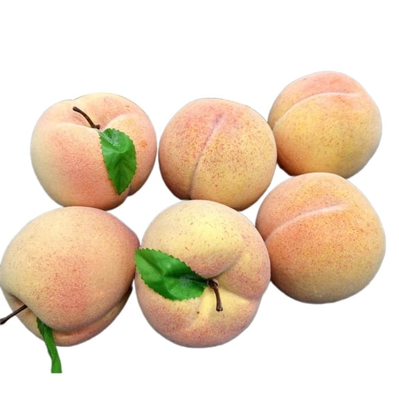 Yihuala Pack of 6 Artificial Peach Foam Fruit Supplies Fake Fruit Model for Tables Decorations Kitchen Display Props