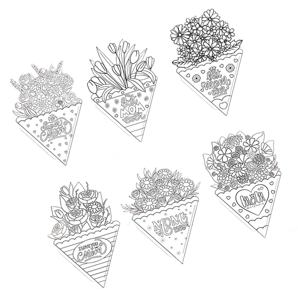 Yihuala Pack of 6 Blessing Bouquet Gifts Card Mother Day Present Greeting Card for Birthdays Weddings Anniversaries