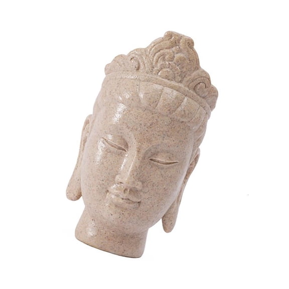 Yihuala Peaceful Resins Buddhas Head Statue for Meditations Room Decors Buddhist Head Figurine Sculpture Tabletop Shelf Ornament