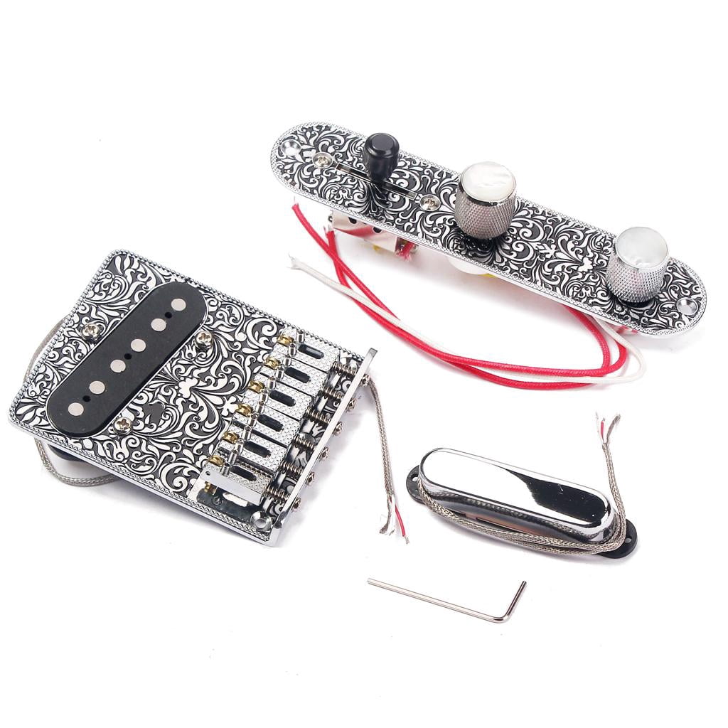 Yihuala Professional 6 String Saddle Bridge Board Neck Pickup Set for Electric Guitars Replacement Parts