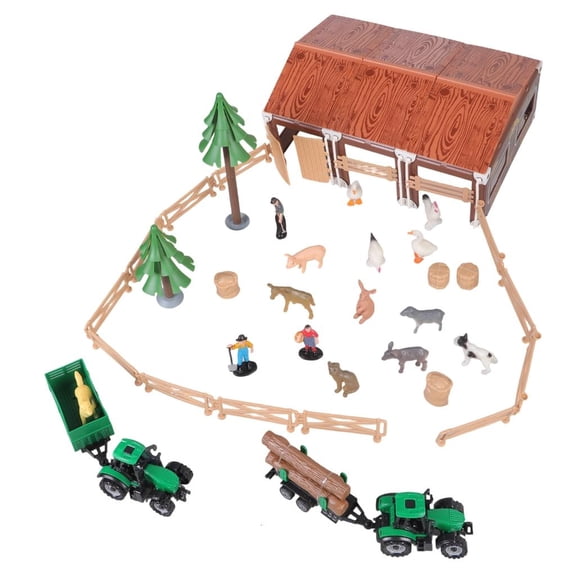 Yihuala Realistic Farm Animal Figurines Playset with Fences, Educational Learning Toy for 50Pcs Set