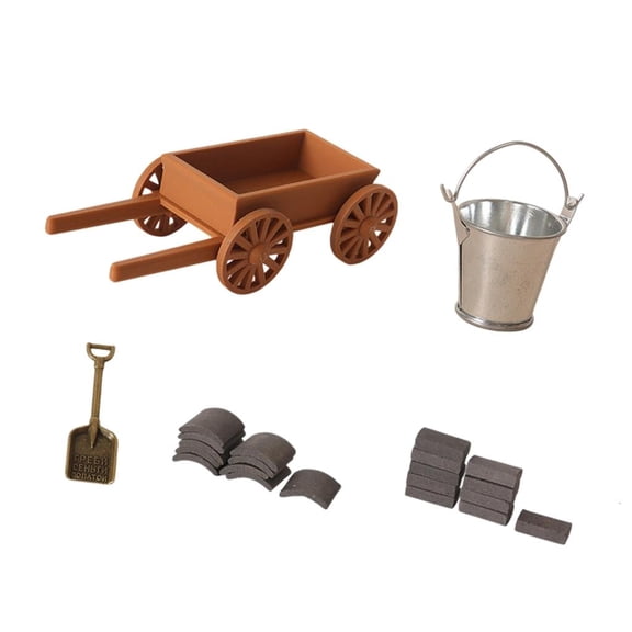 Yihuala Realistic Miniature Construction Trolley Model Figurine For 1/12 Doll House Decoration Model Scene Display Accessories