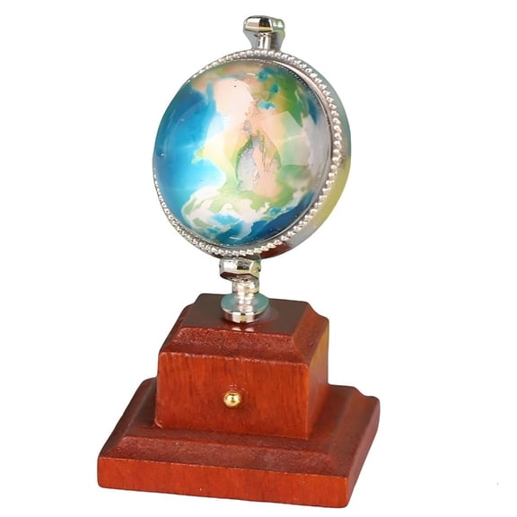 Yihuala Realistic Miniature Wood Earth Sphere Small World Globle for Dollhouses Decoration and Childrens Educational Playtimes