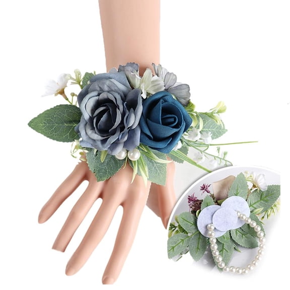 Yihuala Realistic Rose Boutonniere Wedding Corsage Wrist Flower Optional for Weddings Decoration in Soft Color