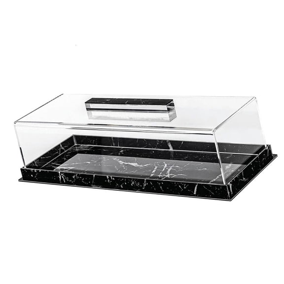 Yihuala Rectangular Dessert Serving Tray with Clear Lid Acrylic Cake Display Box Cake Storage Tray for Professional and Home Use