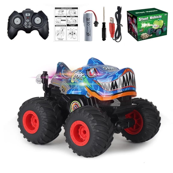 Yihuala Remote Control Stunt Pickup for with Flashing Light Uprights Driving Play Vehicle Offroads Toy Electronic Gift