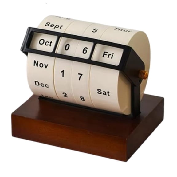 Yihuala Rotary Calendar Desk Calendar Wood Wheeling Calendar Month Week Day Date Display for Home and