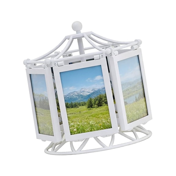 Yihuala Rotatings Picture Frame,Family Photo Frame Shows Desktop Decors Wind Up Music Box Carousels Photo Frames