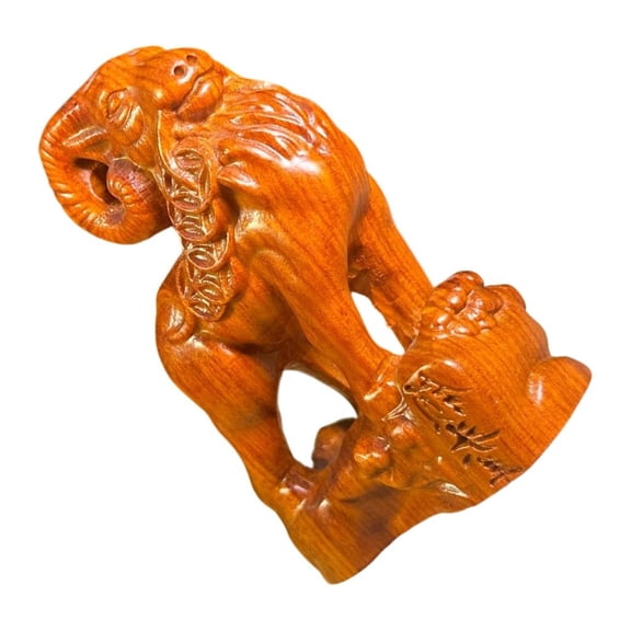 Yihuala Rustics Wood Goat Sculpture Detailed Carving Natural Finishes Decorative Showpiece