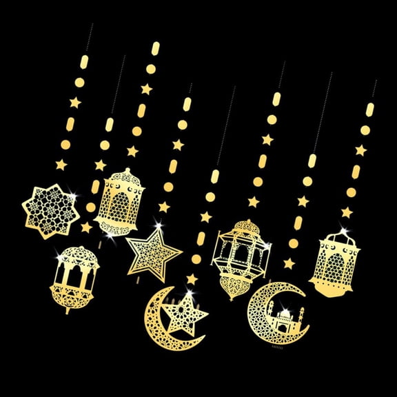 Yihuala Set of 8 Acrylic Eid Holiday Decorations Hanging Pendants Set for Indoor and Outdoor Decoration Ornaments