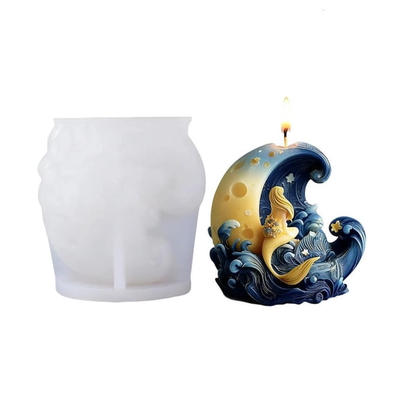 Yihuala Animal Casting Silicone for Diys Aromatherapys Home Decors Mermaids Moons Candled Mold for Making