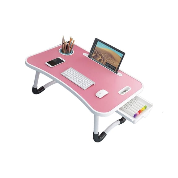 Yihuala Small Foldable Bed Desk with Sturdy Metal Frame Multifunctional Portable Workstations Space Saving for Dorm Rooms