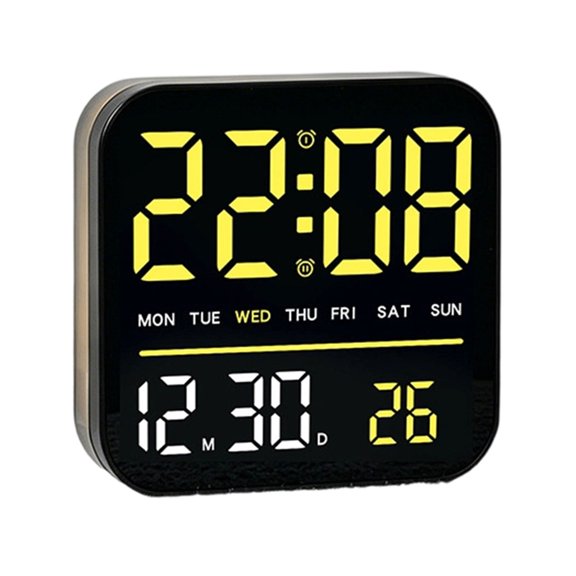 Yihuala Square Alarm Clock with Time Display for Home Desk and Study Area