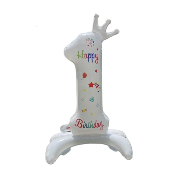Yihuala Standing White Crown Digital-Inflated Balloons Air Balloon Anniversary Birthday Party Baby-Shower 32 Inch