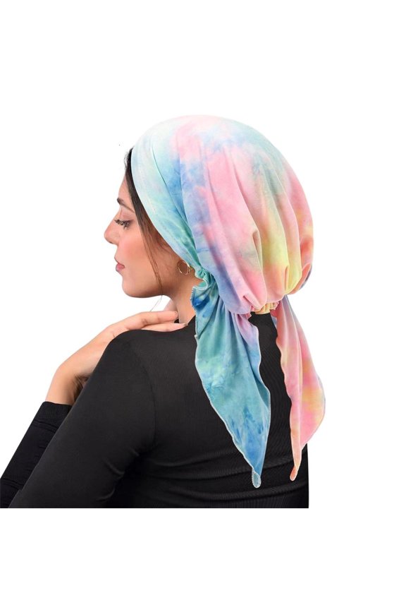 Stretch Hair Cover Double Tail Wrap Chemo Cap Closure Soft For Sports Outdoor