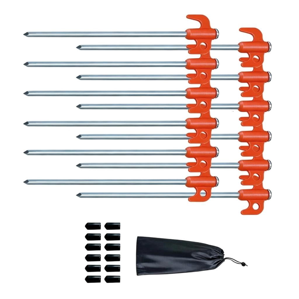 Yihuala Tent Peg Carbon Steel Ground Peg Camping Rock Bottoms Ground Anchors Tents Accessories For Outdoor Camping Tent Pegs