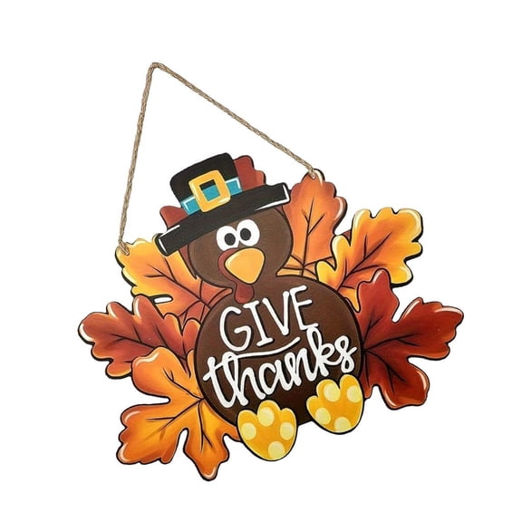 Yihuala Turkey Door Sign Decoration for Thanksgiving Celebration Wood Seasonal Ornament Wall Hanging Plaques Accessories