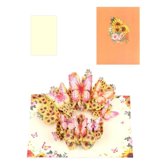 Yihuala Unique 3D Floral And Butterfly Card Elegant Visual Impacts 3D Butterfly and Flower Card for Birthdays Anniversaries