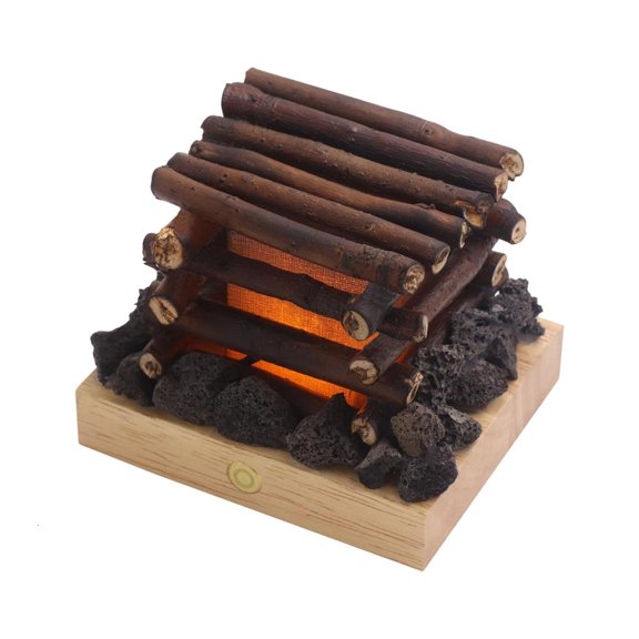 Yihuala User Friendly Wood Fireplaces Night Light with Breathing LED Flame and Relaxing Nature Sounds Desk Ornamental Light