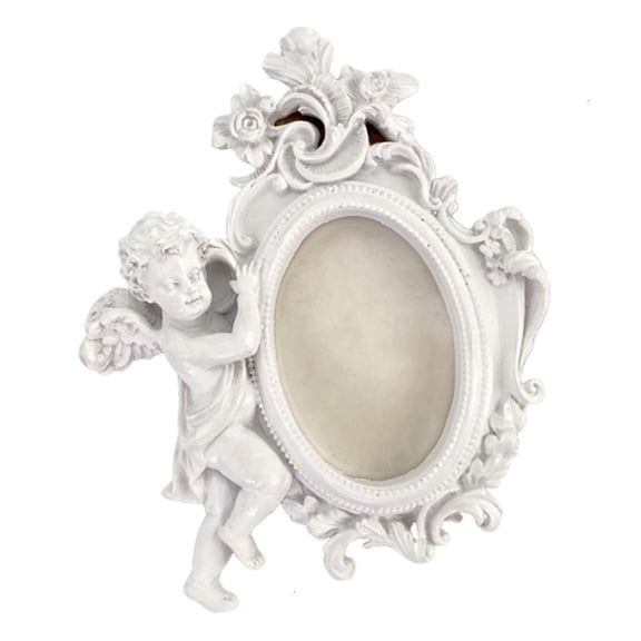 Yihuala Victorian Resin Cherub Figurine Photo Frame European Carving Picture Frame With Stand & Hook Artistic Photography Displa