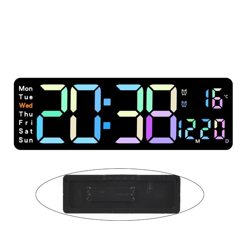 Yihuala Wall Clock Digital LED Alarm Clock with 12" LED Calendar and Temperature Display for Desktop Bedroom Decorations